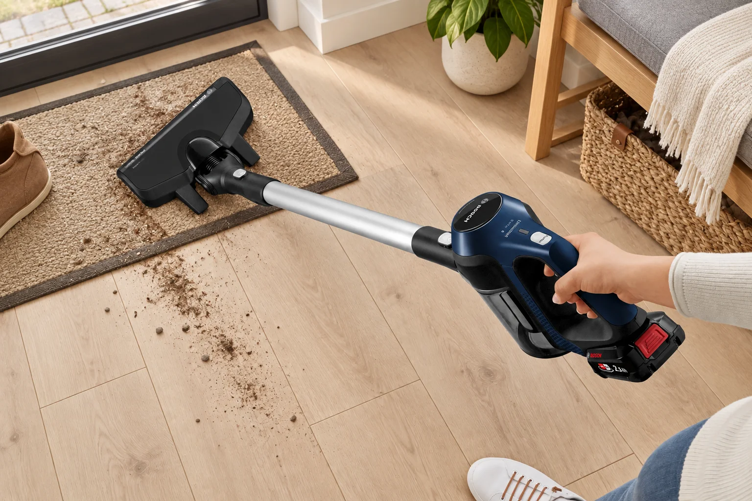 Bosch Unlimited 6 BBS611PCK en situation, image générée par IA à partir d'une photo constructeur