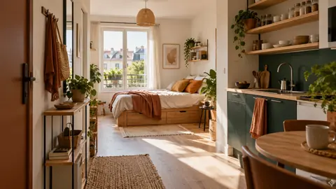 Petit appartement rangé par zones selon la fréquence d'usage